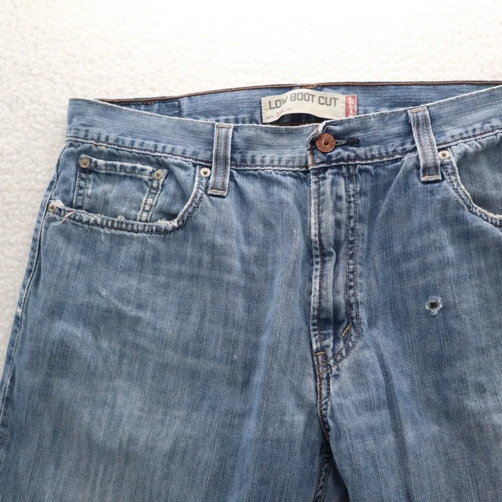 Levis Jeans Mens 36x34 Blue 527 Boot Cut Distressed Denim Cowboy Grunge Y2K